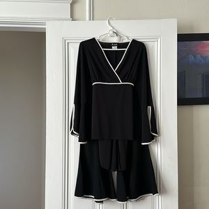 Black and white contrast stitch vintage flowy set